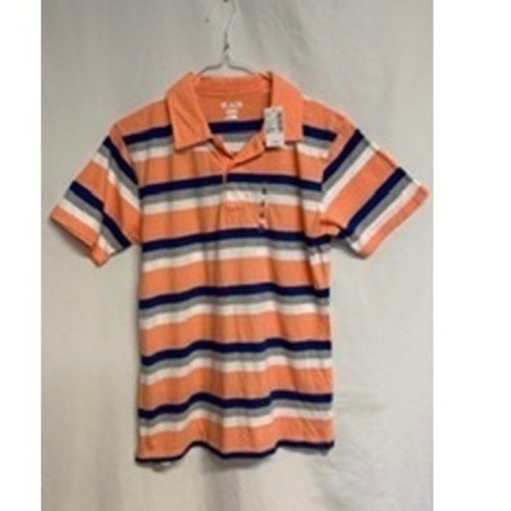 The Childrens Place Boys Orange Striped Short Sleeve Polo Shirt Size XL 14 NEW